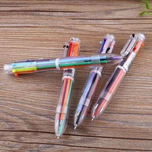 6 in 1 Automatic Ballpoint Pen Colorful School Creative Multicolor Ballpen Office Supplies Write Novelty Gift Students
