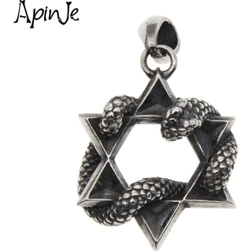 Apinje Vintage 925 Sterling Silver Men Animal Necklaces Pendants Snake Star Punk Jewelry