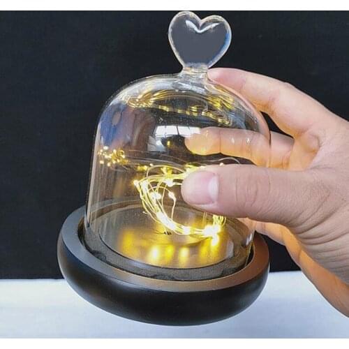 Free Shipping 2sets/pack 10*10cm Anti-shedding Glass Dome Home Decoration Wood Base Glass Cover Wedding Favor Gift Decoration