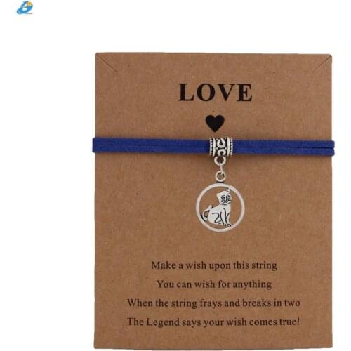 DGW Cat Charm Bracelets for Women Men Children Lucky 9 colorsString Friendship Wish Bracelets Jewelry Gift Adjustable