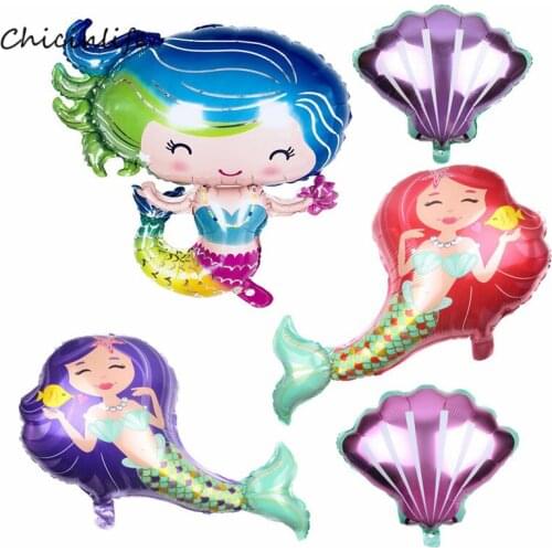 Chicinlife 1pcs Mermaid Shell Foil Balloon Kids Birthday Party Decoration Baby shower Hawaii Mermaid Party Supplies