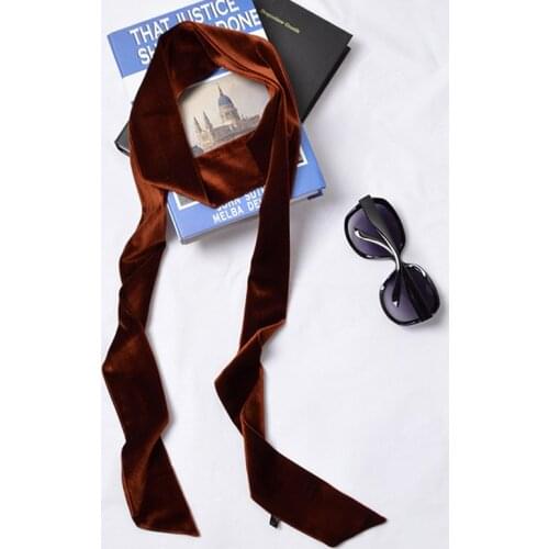 Design New Spring Women Skinny Scarf Solid Long Fashion Show Velvet Bandanas Neck Wraps Ties Luxury Neckerchief Headband Echarpe