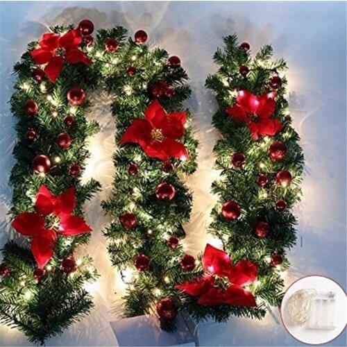 Christmas Decorations LED Light Decor Garland Decoration Rattan Lights Wreath Mantel Fireplace Stairs Wall Door Pine Xmas Tree