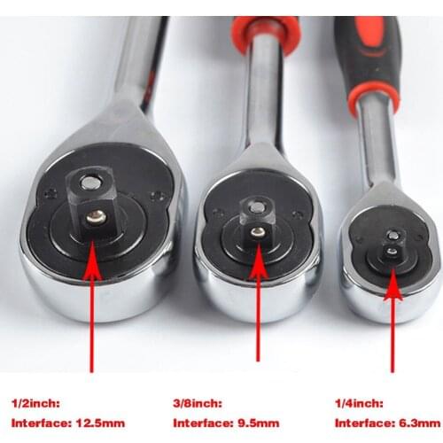 1Pc 1/2" 3/8" 1/4" High Torque Ratchet Wrench Quick Release 24 Teeth universal wrench Spanner Socket Drive Hand Tool Repair Tool