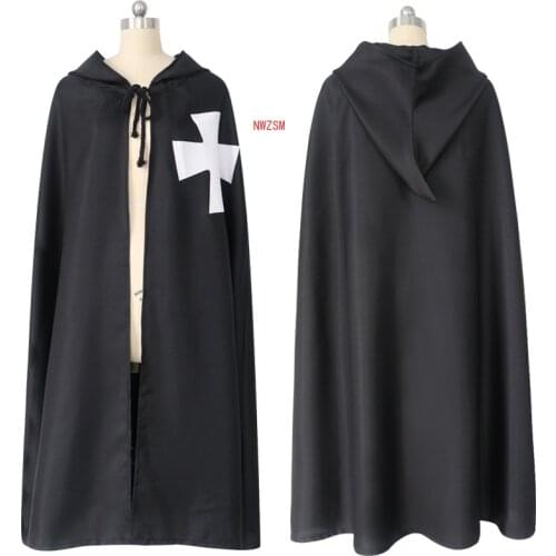 Halloween Templar Crusader Cosplay Costumes Men Medieval Knights Cloak Warriror Tabard Cavalier Tunic Robe Cape Carnival Party