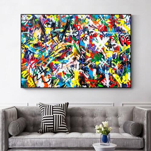 Colorful Graffiti Art Painting on Canvas Posters and Prints Abstract Street Wall Art Pictures for Living Room Cuadros Decor