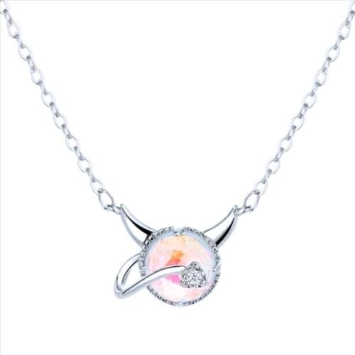 Creative Style Silver Color Colorful Zircon Small Devil Chain Necklace Simple Animal Design Pendent Necklace For Women Girl