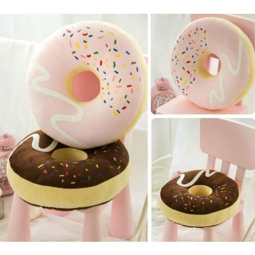 Simulation Chocolate Donut Shaped Plush Pillow Stuffed Toy Creative Donuts Car Chair Seat Cushion Soft Doll Sofa Decoration Gift