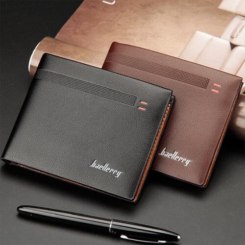 Men Short Bifold Faux Leather Masculina Billetera Credit Card Holder Wallet Billfold Purse Clutch Mens Solid Business Wallets