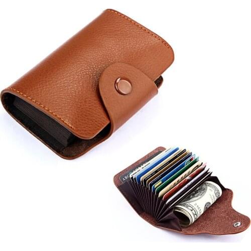 Genuine Leather Men Women Unisex Business Card Holder Wallet Bank Credit Card Case ID Holders Women Purse
