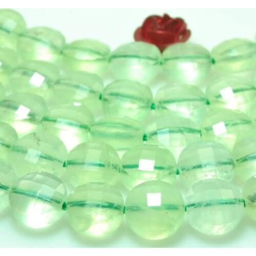 Natural Green Prehnite Faceted Coin Loose Beads Wholesale Gemstone Semi Precious Stone Bracelet Necklace For Jewelry Making Diy