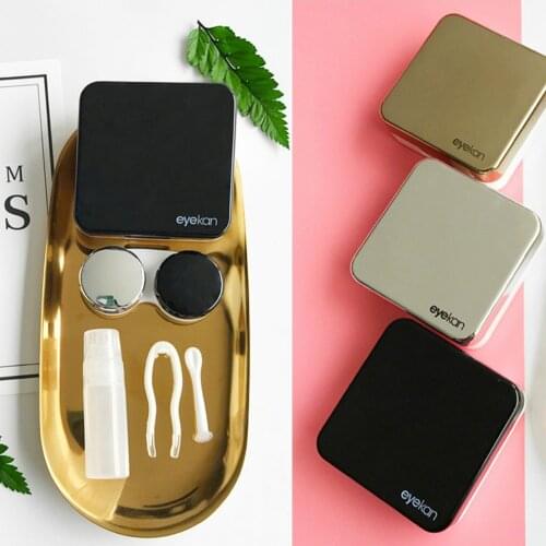 2021 New Square Contact Lens Case With Mirror Women Portable Colored Contact Lenses Box Contact Lens Container Lovely Travel Kit
