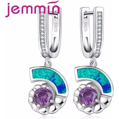 New Arrival Cute Curly Earrings Paved Opal Stone Women Colorful Eardrop High-Grade 925 Sterling Silver Jewelry