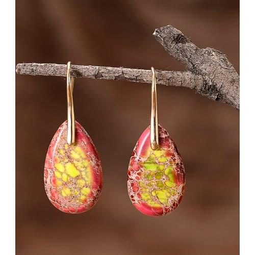 New Women Earrings Teardrop Jaspers Dangle Earring Fashion Women Stones Jewelry Bijoux Dropshipping