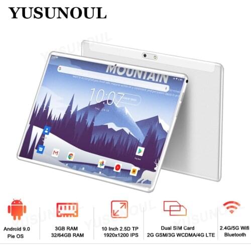Super Tempered 2.5D Glass New Android 9.0 10 inch tablet 4G LTE 3+32/64GB ROM 8 Cores 1920x1200 WiFi GPS Tablet 10.1"+Free Gifts