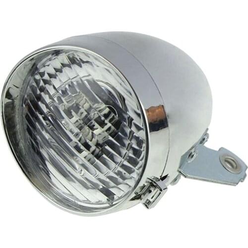New Retro Bicycle Bike Accessory Front Light Bracket Vintage 3LED Headlight (Silver)