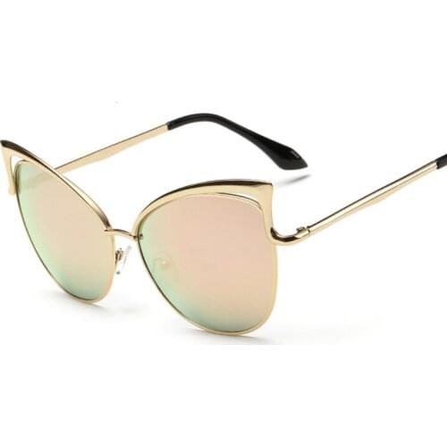 New fashion real metal frame sunglasses women brand designer retro vintage sunglasses cat eye glasses oculos de sol feminino