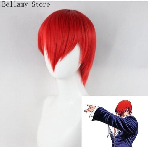 Game The King Of Fighters Iori Yagami Cosplay hairwear Wig+Wig Cap