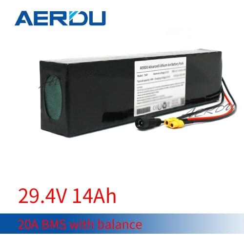 AERDU 7S4P 24V 14ah 18650 rechargeable 18650 lithium battery pack with BMS for electric bicycle scooter wheelchair with holder