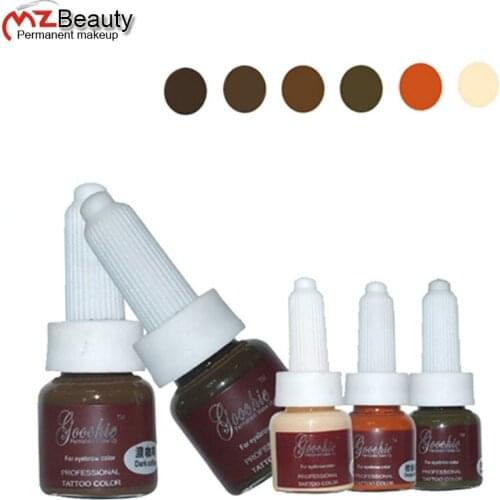 Microblading Pigment goochie Eyebrow Paste Permanent Makeup Pigment Tattoo ink six colors pigmento gochie 10ml bottle pigments