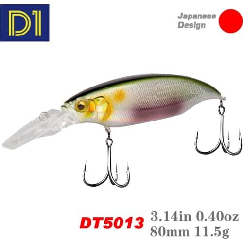 D1 Floating Minnow Fishing Lure 80mm 11.5g Dive to 2.5m Long Tongue Plate Wobbler Fishing Accessories DT5013