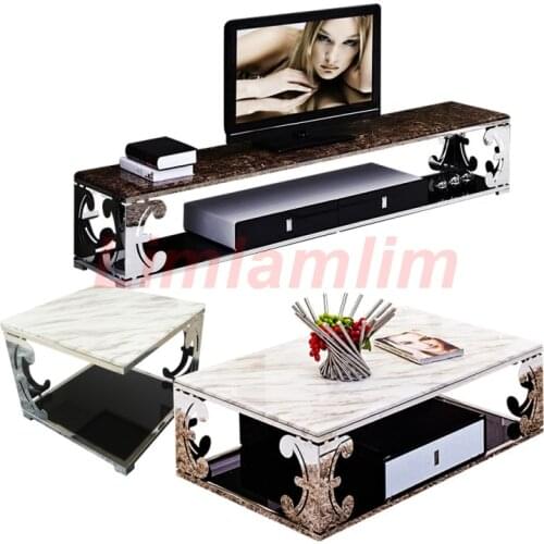 TV Stand Living Room monitor stand mueble stalinite stainless steel cabinet mesa+tv table + Coffee centro Table + corner table