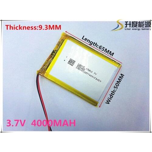 Polymer battery 4000 mah 3.7V 935065 smart home MP3 speakers Li-ion battery for dvr,GPS,mp3,mp4,cell phone,speak