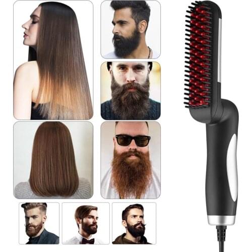 Portable Straightening Comb Fast Heating Straightening Anti-Scalding Design One-Key Foldable Straightening Comb For Men & Women