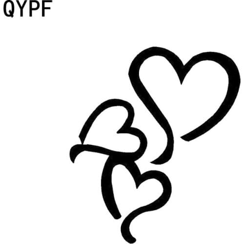 QYPF 13.5CM*15.5CM Creative 3 Heart Love Vinyl Car-styling Car Sticker Decal Black/Silver C15-0622