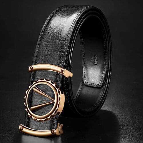V Designer Luxury Brand Belts for Mens Black Genuine Leather Fashion Cowskin Waist Strap Casual smooth button ceinture homme