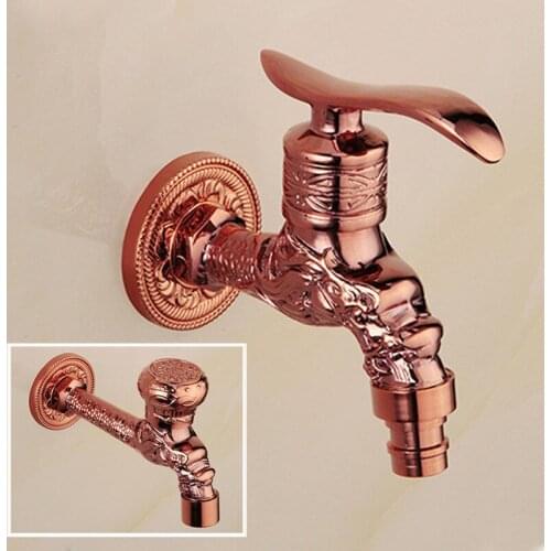Carved Wall Mount Brass Antique Garden Faucet One in two out Washing machine sink mop pool outdoor garden Taps Torneira parede