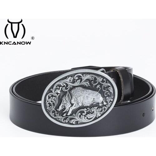 Luxury Mens Novelty Pig Belt Buckle Metal Oval Animal Style Strap Cowboy Belts for 3.8cm Cute Hebilla Boyfriend Birthday Gifts