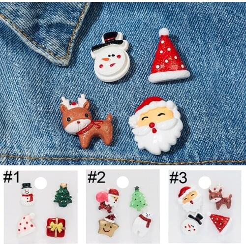 Christmas Brooches Cartoon Santa Claus Snowman Christmas Tree Christmas Hat Brooch New Year Xmas Acrylic Badges Pins