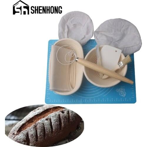 SHENHONG Bread Fermentation Rattan Basket 8Pcs Baguette Banneton Brotform Proofing Proving Baskets Dough Knife Linen Stir Bar