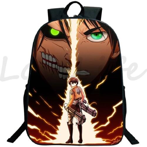 New Pattern Attack on Titan 16 Inch Backpack Boys Girls School Bag Teenager Backpacks Men Women Travel Bags Students Rucksack