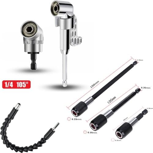 105 Degree Angle Screwdriver Set Holder Adapter Adjustable Bits Nozzles for Screwdriver Bit Right Angle Head Hex Bit Socket