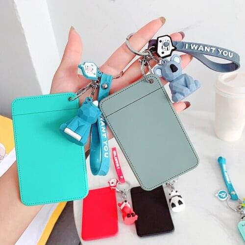 Cartoon Silicone Animals Card Holder Charm Keychain Cute Waterproof Card Protector Case Backpack Pendant Accessories