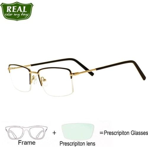 Ultralight Square Myopia Prescription Eyeglasses Male Metal Half Rim Eyewear give free galsses