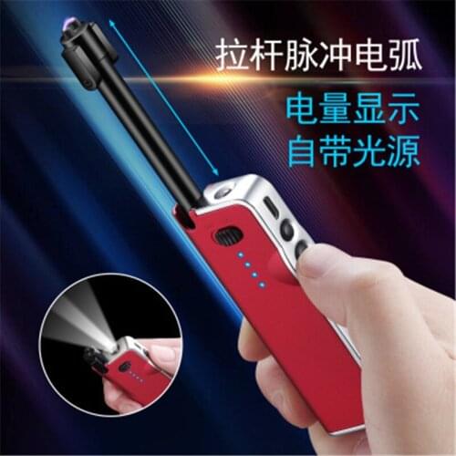 USB Arc Lighter Telescopic Pole with Kitchen Light Rechargeable Lighter Cigarette Accessories Men Gift