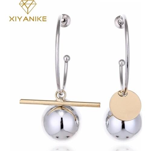 XIYANIKE Brand Designer Geometric Asymmetry Acrylic Round Ball Drop Earrings For Women Wedding Fashion Statement Jewelry E549