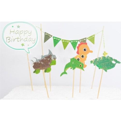 1pcs Seabed Animal Happy Birthday Cake Topper Kids Birthday Party Decoration WeddingSupplies Baby Shower Party Decoration