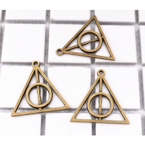 10pcs Charms Hallows Deathly 32*31mm Antique Bronze Plated Pendants Making DIY Handmade Jewelry