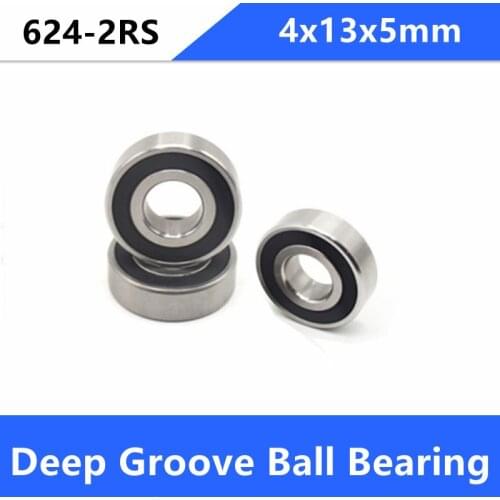 100/200pcs 624 624-2RS 4x13x5mm miniature ball bearing 6242RS 624RS rubber sealed deep groove ball bearings 4*13*5 mm