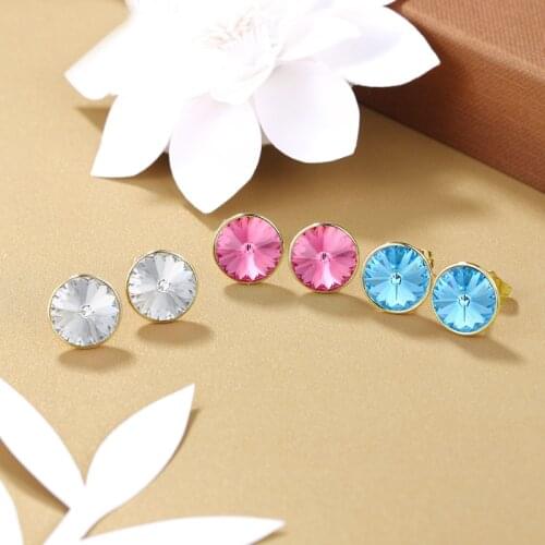 11.11 Round Earring made with Austrian Crystal for Girls Bijoux New Trending Jewelry 2021 Stud Earings Women Party Jewelery Gift