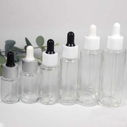 15,20,25,30,50,60ml clear glass essential oil bottle transparent dropper bottle Flat shoulder