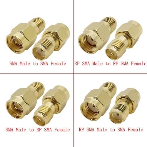 2PCS/lot SMA Male / RP SMA Male to SMA Female / RP SMA Female RF Coaxial Coax Adapter Convertor Connector for Wi-Fi GPS Antenna