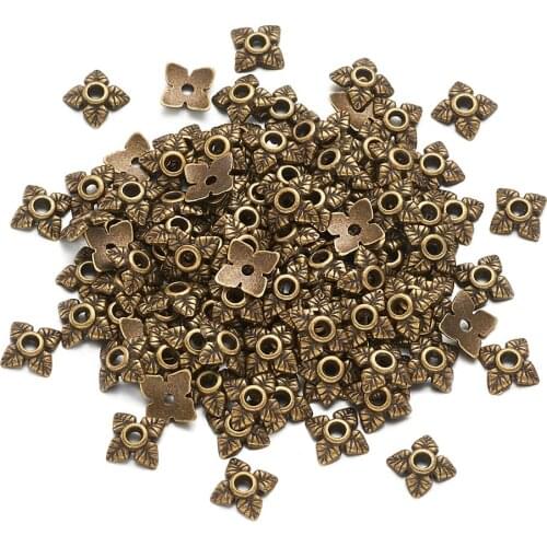 200pcs/Lot Flower Shape Alloy Beads Caps Jewelry Findings Tibetan Style Spacer Beads For Necklace Bracelets Making DIY