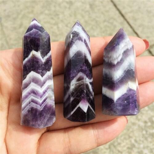 3pc Natural fantasy Amethyst Crystal Wands Healing Crystal Obelisk Polished Points 6 Faceted Reiki Chakra Stone