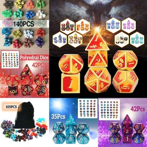 35/42/105/140PCS Polyhedral Dices For Dragons DND RPG MTG Desk Game With Black Pouch Bags