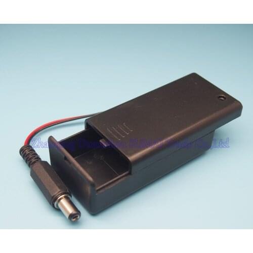 5pcs/lot 1x 9v Battery Case Holder Box With shell with on/off switch and 5.5*2.1mm DC plug